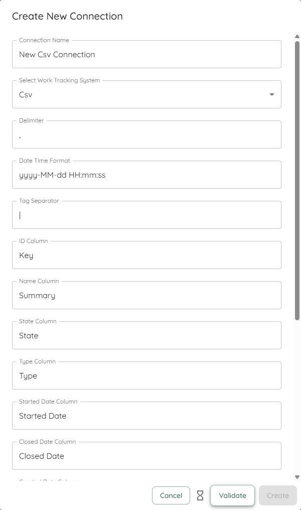 Create CSV Connection