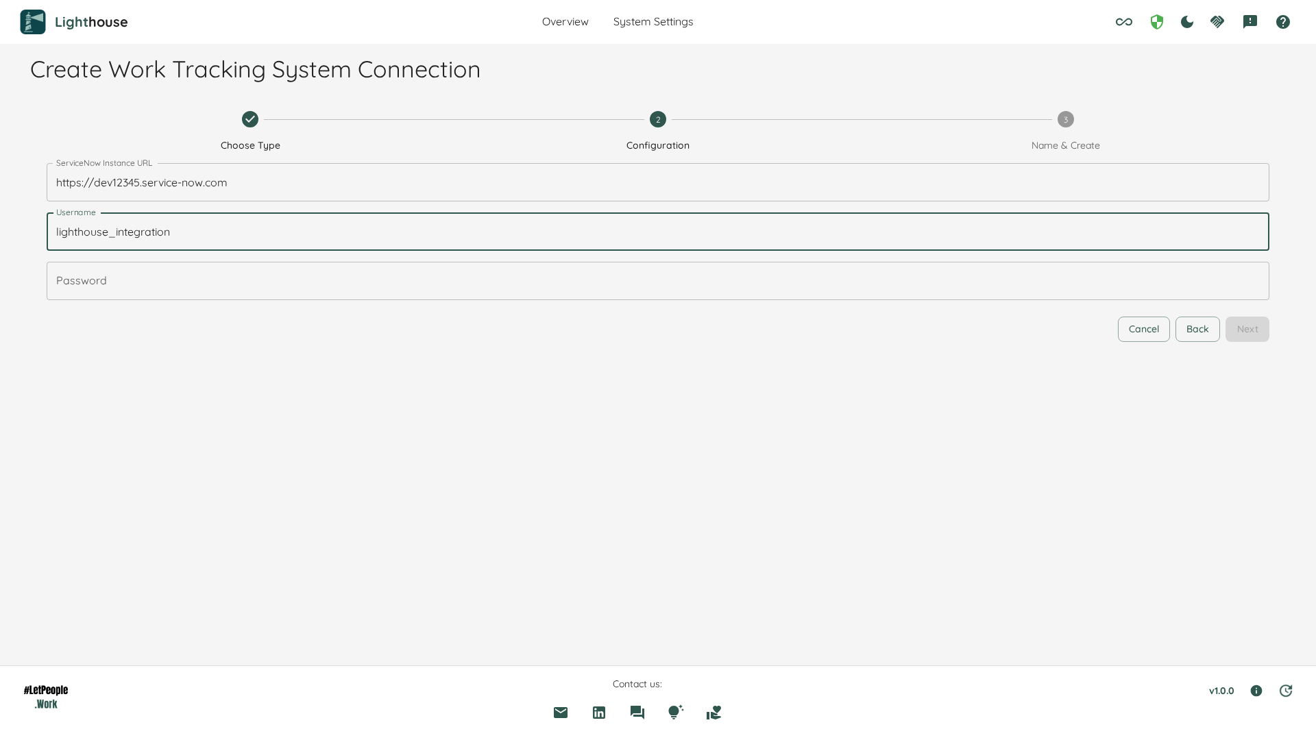 Create ServiceNow Connection