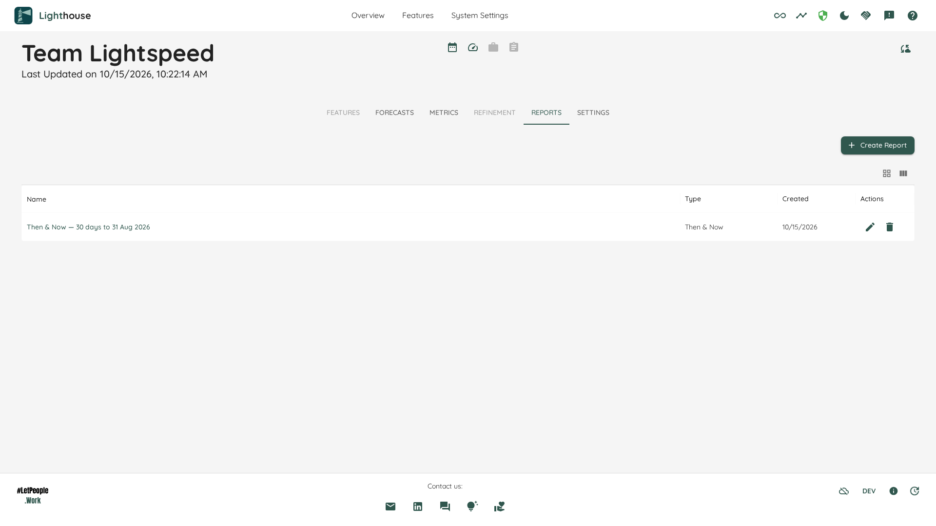 Reports tab