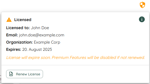 About to Expire License